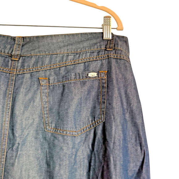 Vintage Y2 Bianchi Sz12 Denim Maki Skirt Boho Western Flowy Flared Spring Summer - Picture 4 of 13